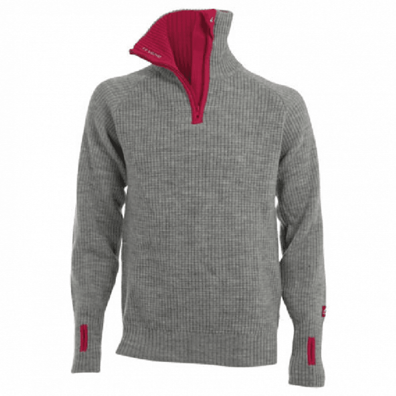 Rav sweater w/zip Charcoal Melange / Blue Atoll